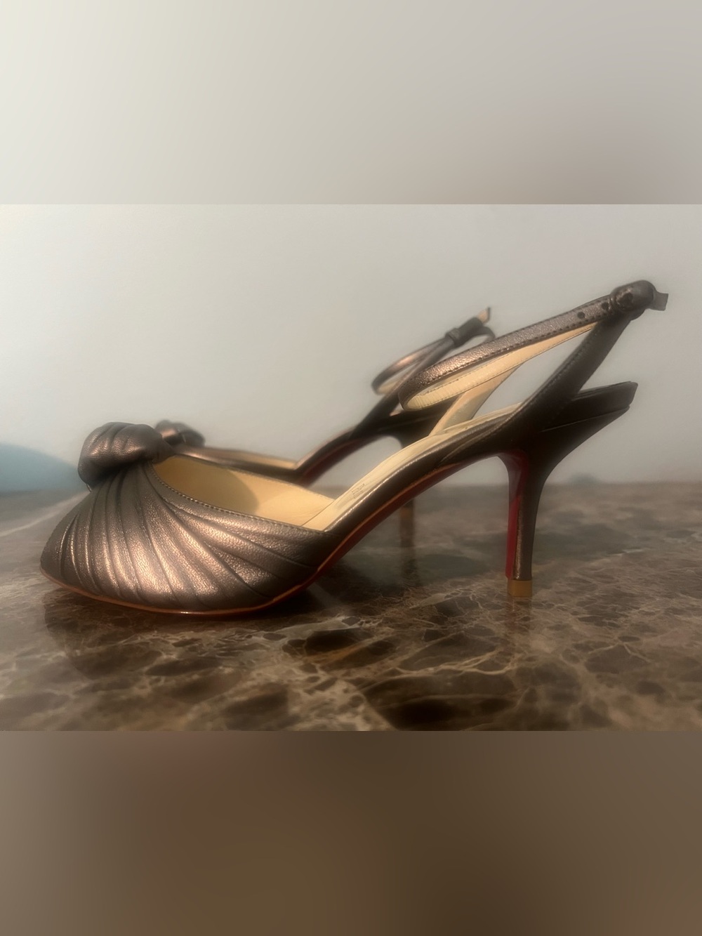 Christian Louboutin Pewter Metallic Lady Gres’s Mule 70mm 36.5